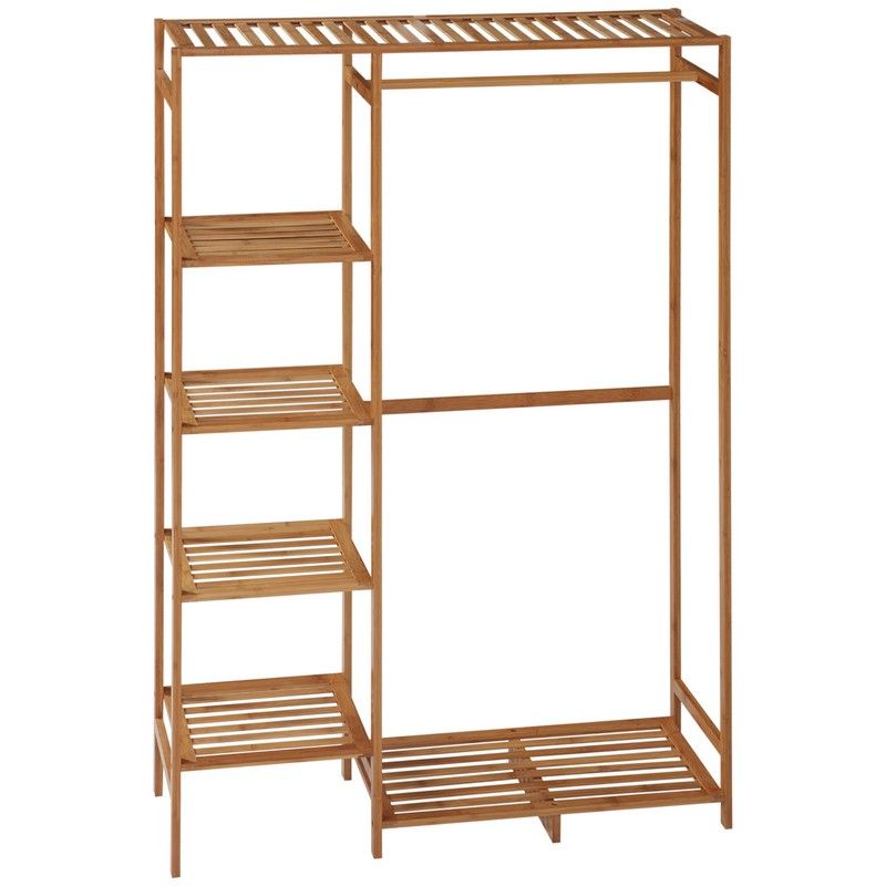 Homcom Bamboo Clothes Rack for Bedroom Garment Rack with 6-Tier