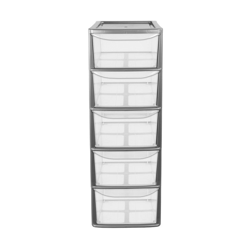 Thumbs Up Bury Plastic Storage Unit 5 Drawers 55 Litres Large - Silver & Clear by Thumbs Up Bury
