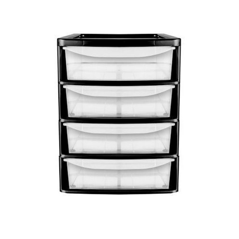Premier Plastic Storage Unit 4 Drawers 38 Litres - Clear & Black by Premier