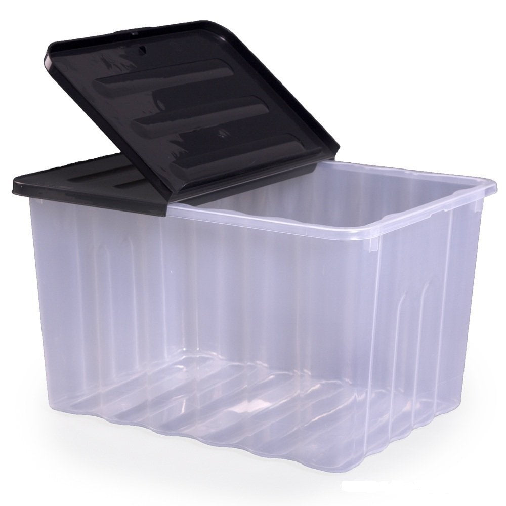 Strata 2 x Plastic Storage Boxes 110 Litres Extra Large - Clear & Black Supa Nova by Strata