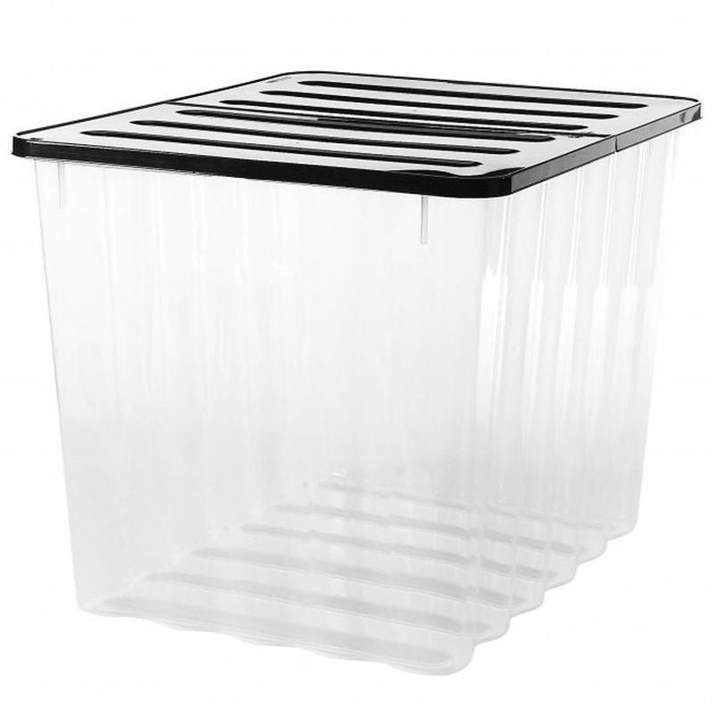 Strata 16 x Plastic Storage Boxes 110 Litres Extra Large - Clear & Black Supa Nova by Strata