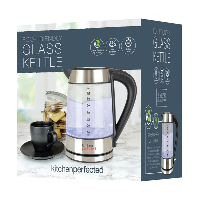 Kitchen Perfected Cordless Glass And Steel Kettle By KitchenPerfected - 1.7 Litre