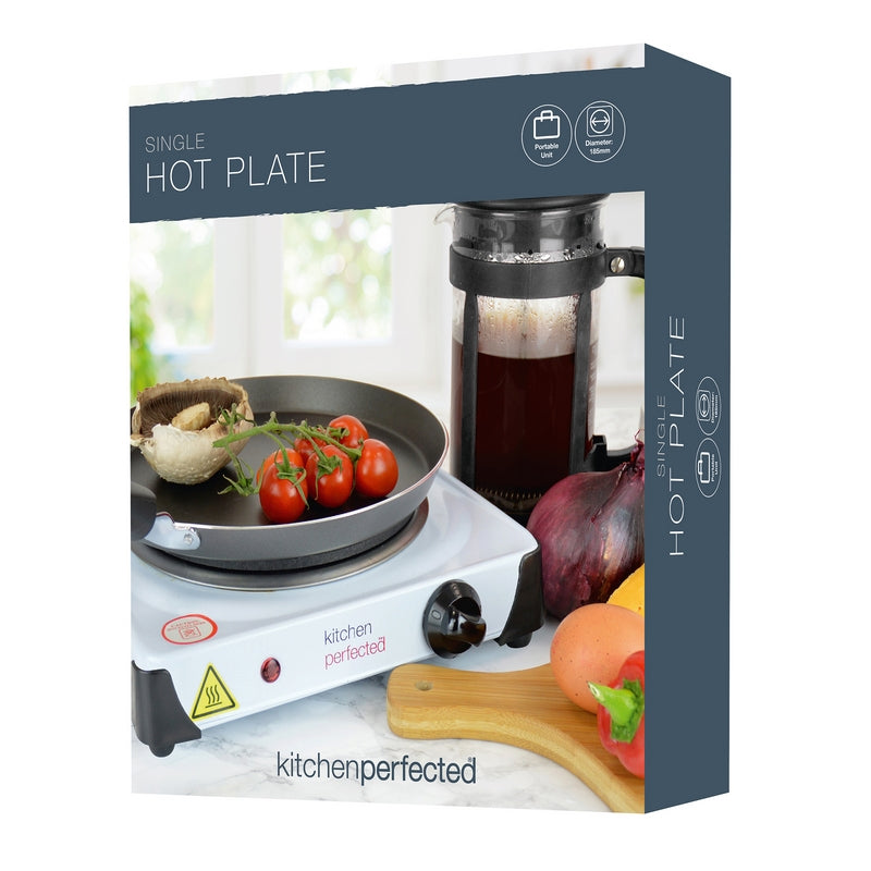 Kitchen Perfected Single Electric Hotplate Cast Iron White - 1500W