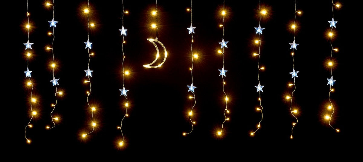Christmas Curtain Star Light Multifunction White & Warm White Indoor 97 LED - 2m by Astralis