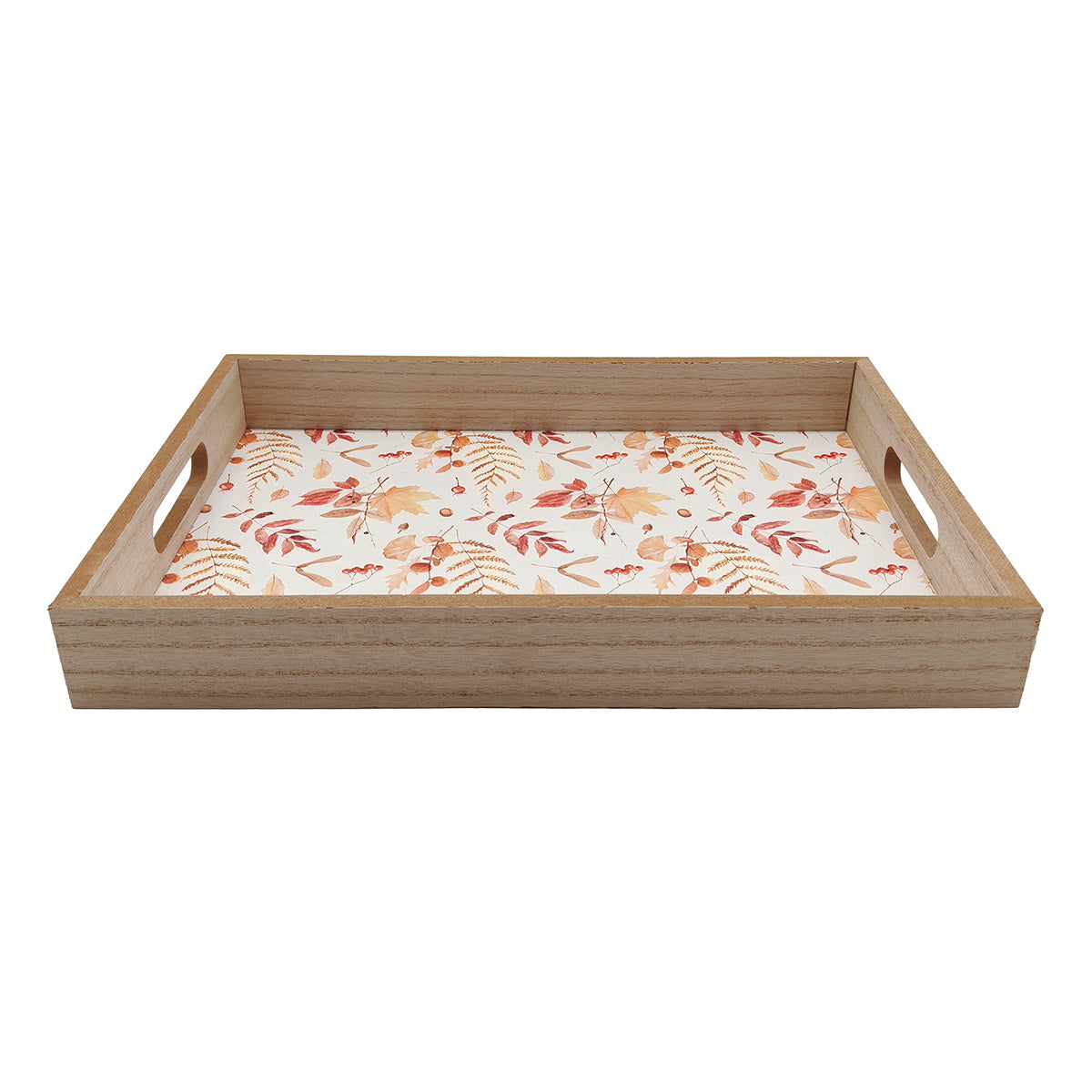 Autumn Tray Halloween Decoration Beige with Leaf Pattern - 35cm by Hamilton McBride