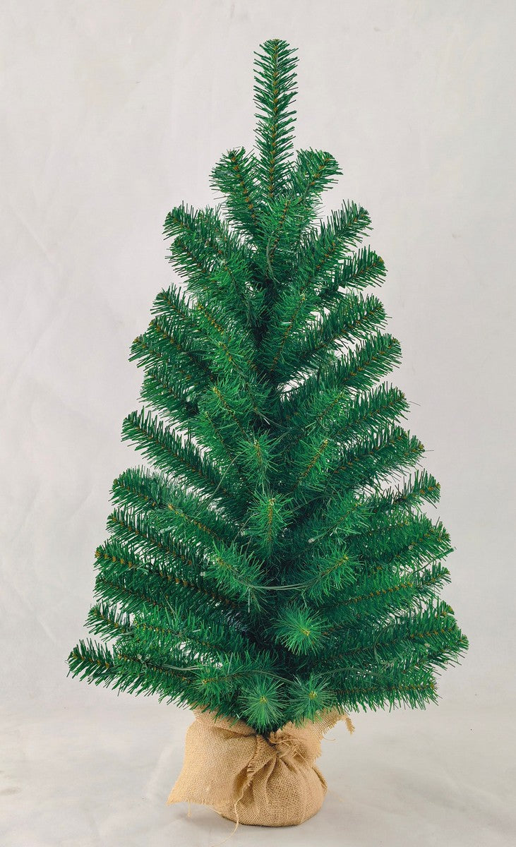 3ft Burlap Base Christmas Tree Artificial - Dark Green with LED Lights Warm White 100 Tips by Merry & Bright