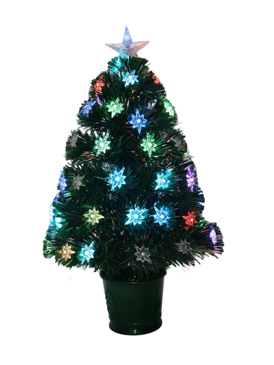 2ft Starburst Christmas Tree Artificial - Dark Green Fibre Optic Multicoloured 60 Tips by Merry & Bright