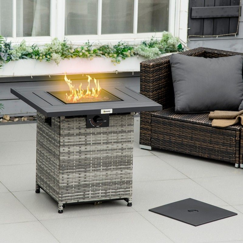 Outsunny Outdoor PE Rattan Gas Fire Pit Table only