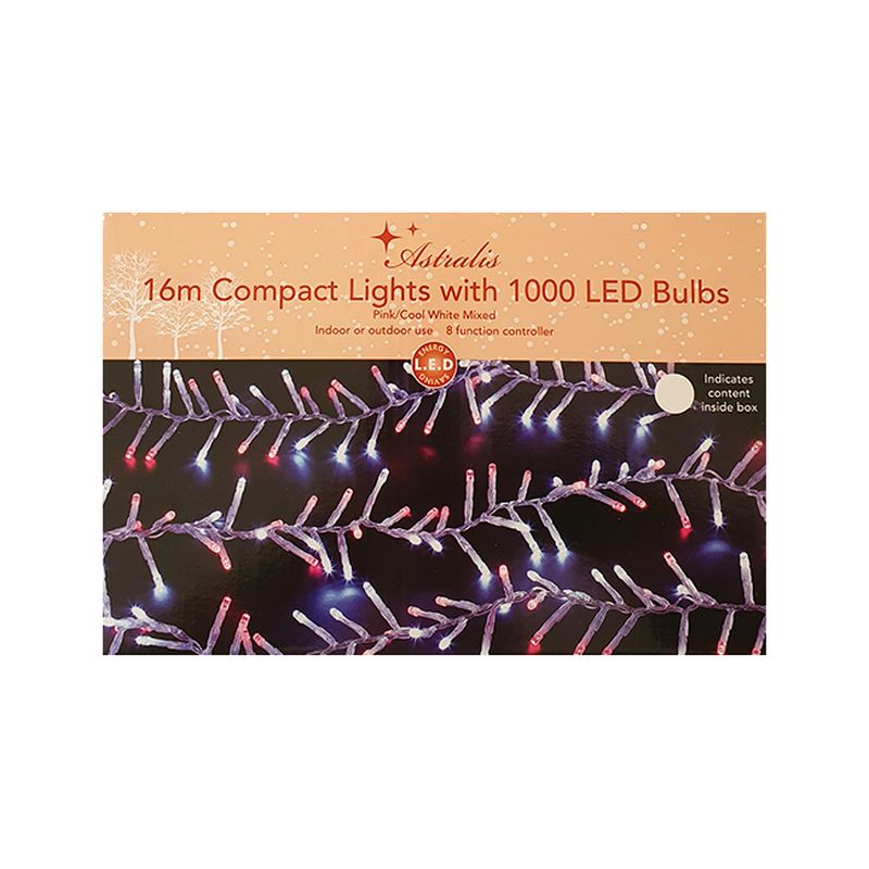 Pink Cool White Mixed Christmas Cluster Lights 1000 LEDs Primary Image