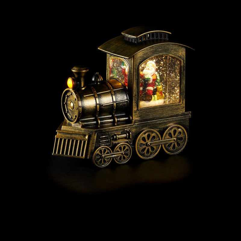 Train Glitter Snow Lantern Santa Warm White LED 18.2cm by Astralis Primary Image