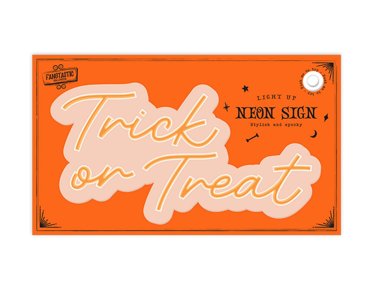 Halloween Light Up Neon Trick Or Treat Sign Orange