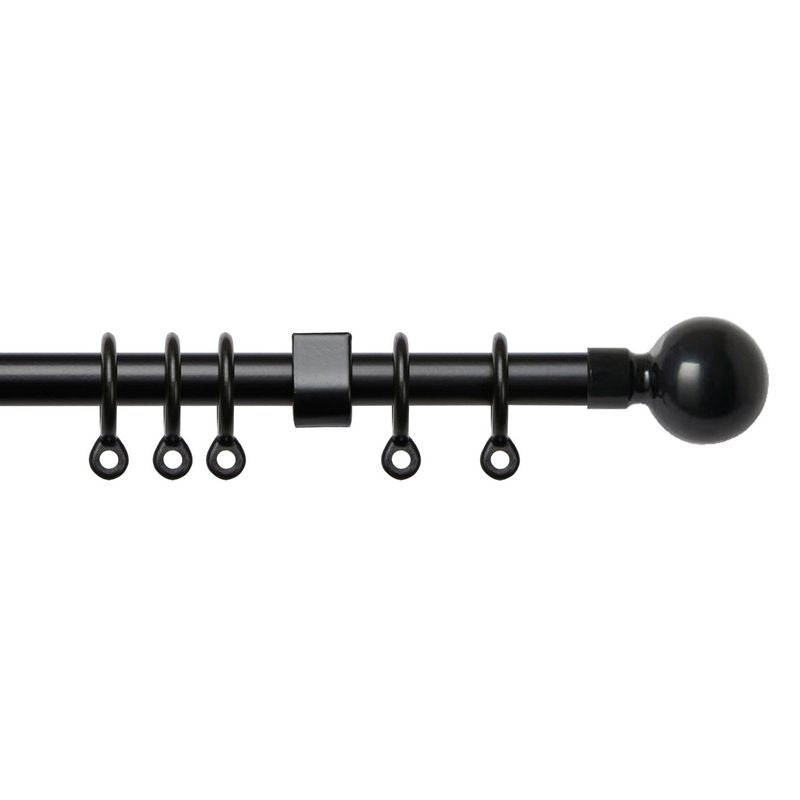 Speedy Simply 150-280cm Extendable Curtain Pole Set Ball Finial Black - 13-16mm