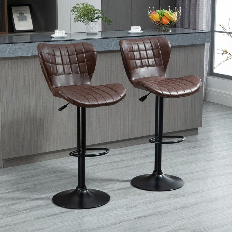 Homcom Bar Stools Set Of Adjustable Height Swivel Bar Chairs