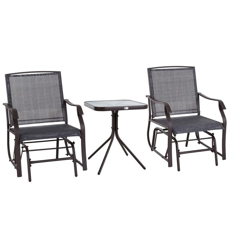 Outsunny Glider Rocking Chair Table Set Single Seaters Rocker