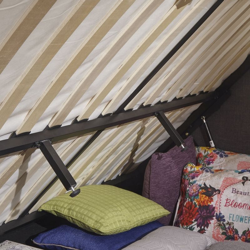 GFW Ashbourne Double Ottoman Bed Fabric Grey 5 x 7ft