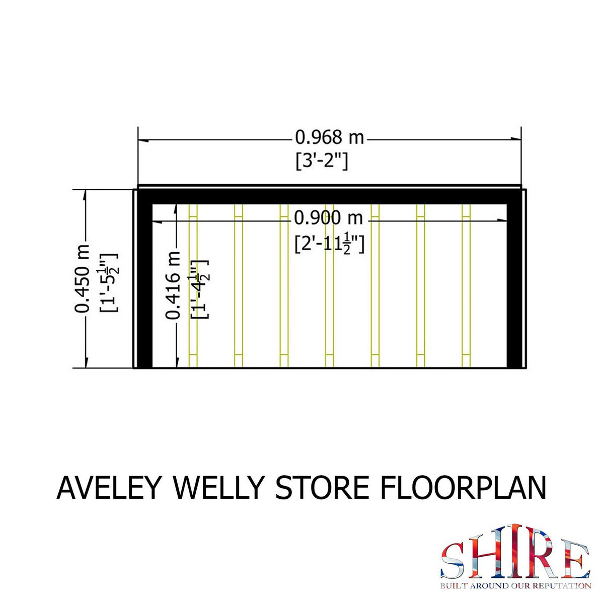 Shire Aveley 1' 11" x 3' 8" Pent Boot Store - Classic Dip Treated Shiplap