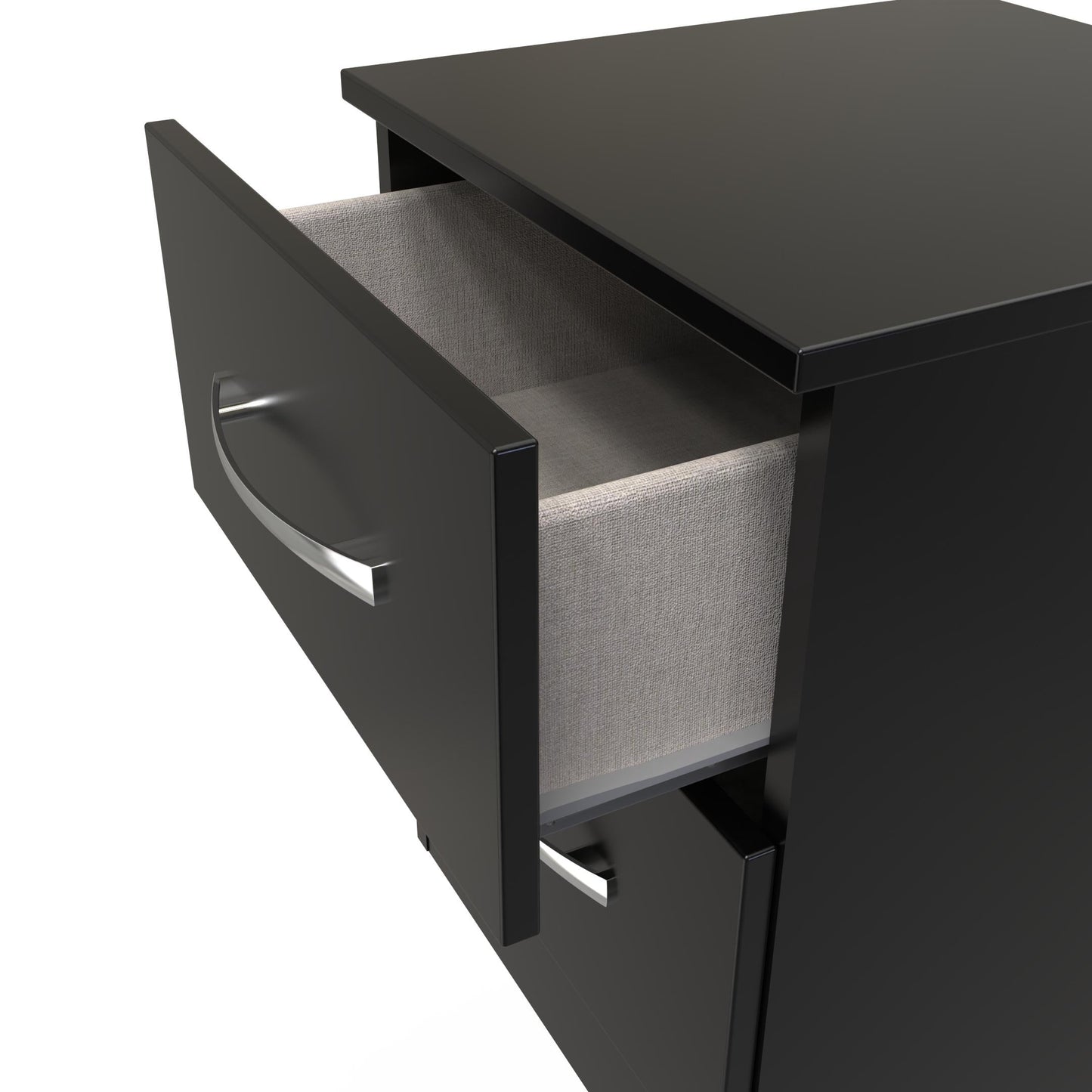 Avon Bedside Table Black 2 Drawers 51cm