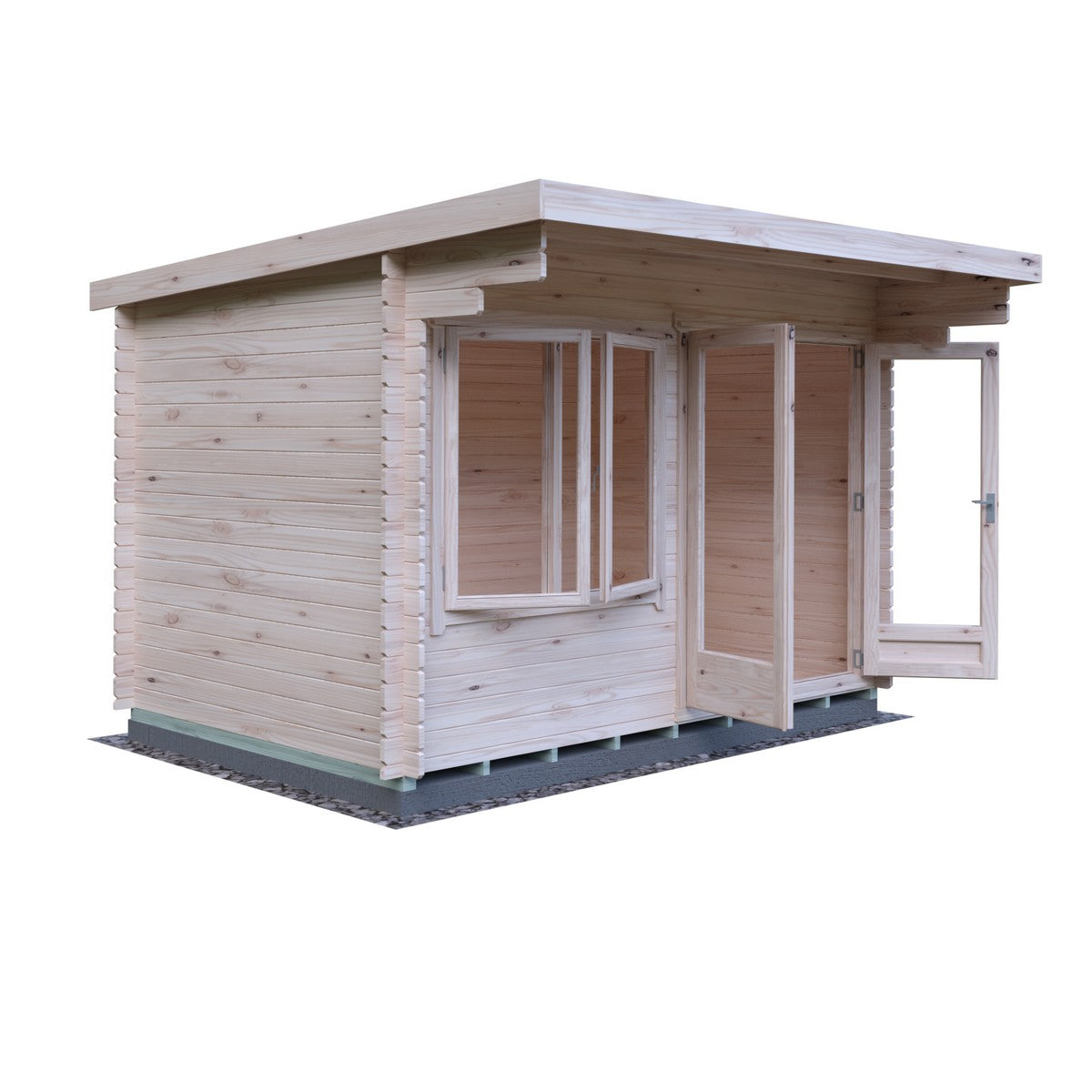 Shire Belgravia 7' 10" x 11' 9" Pent Log Cabin - Premium 70mm Cladding Tongue & Groove