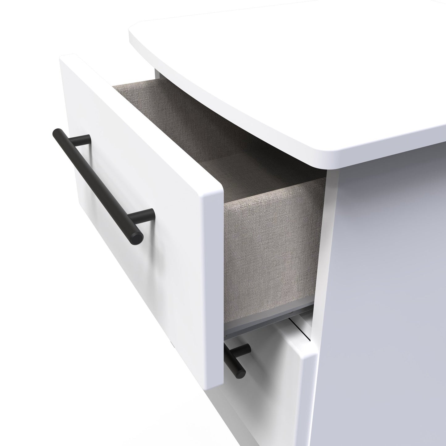 Beverley Bedside Table White 2 Drawers 51cm