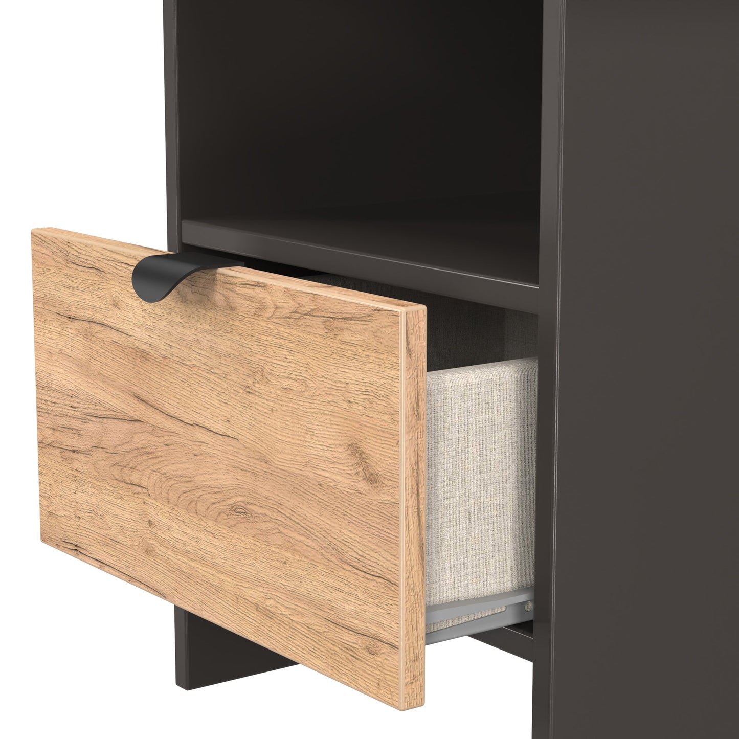 Bora Side Table Gold & Dark Grey 1 Shelf 1 Drawer 50cm