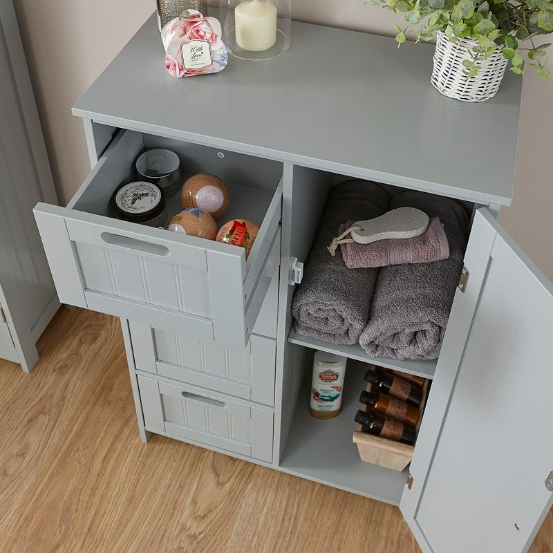 GFW Colonial Cabinet Grey 1 Door 4 Drawers