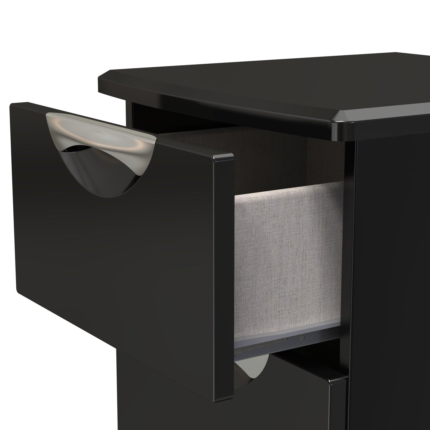 Camden Bedside Table Black 3 Drawers 70cm