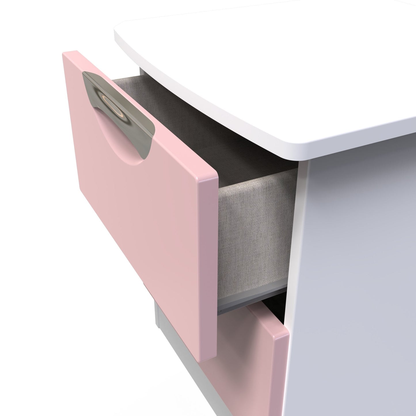 Camden Bedside Table Pink & White 2 Drawers 51cm