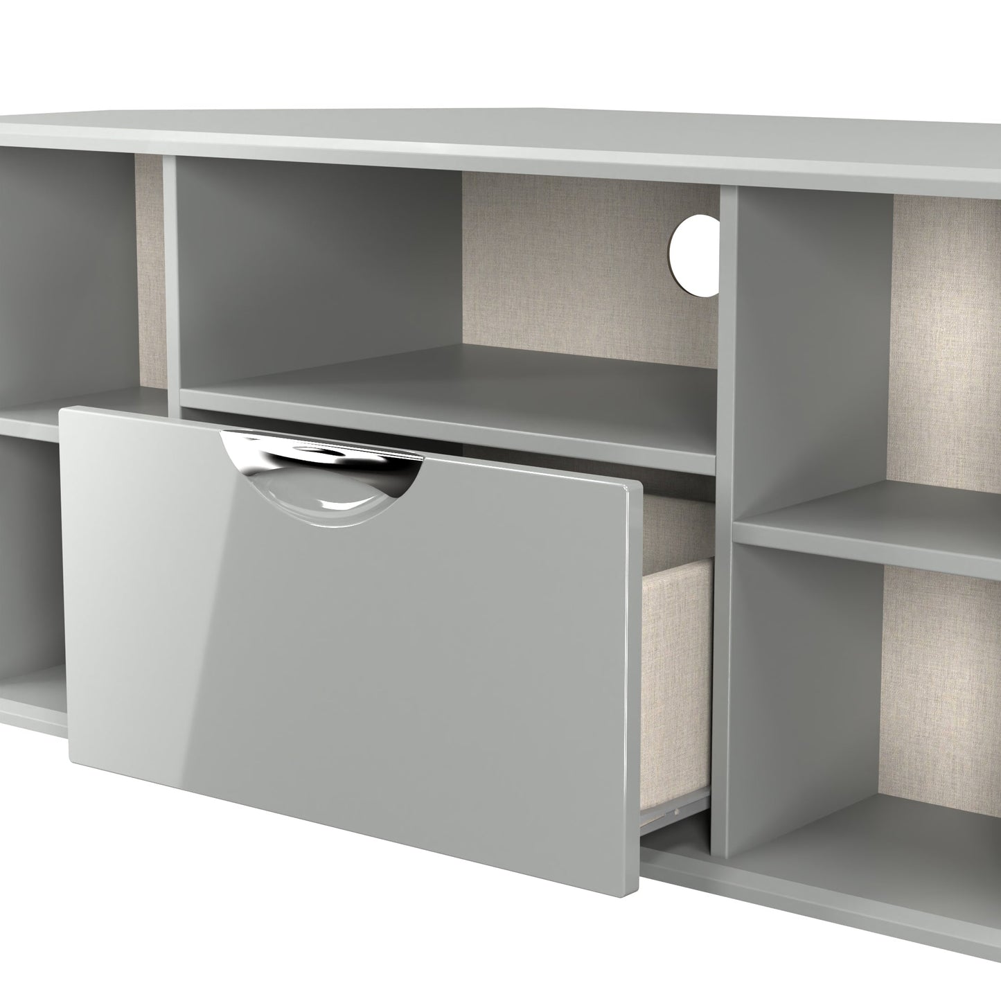 Camden Corner Corner TV Unit Grey 5 Shelves 1 Drawer 112cm
