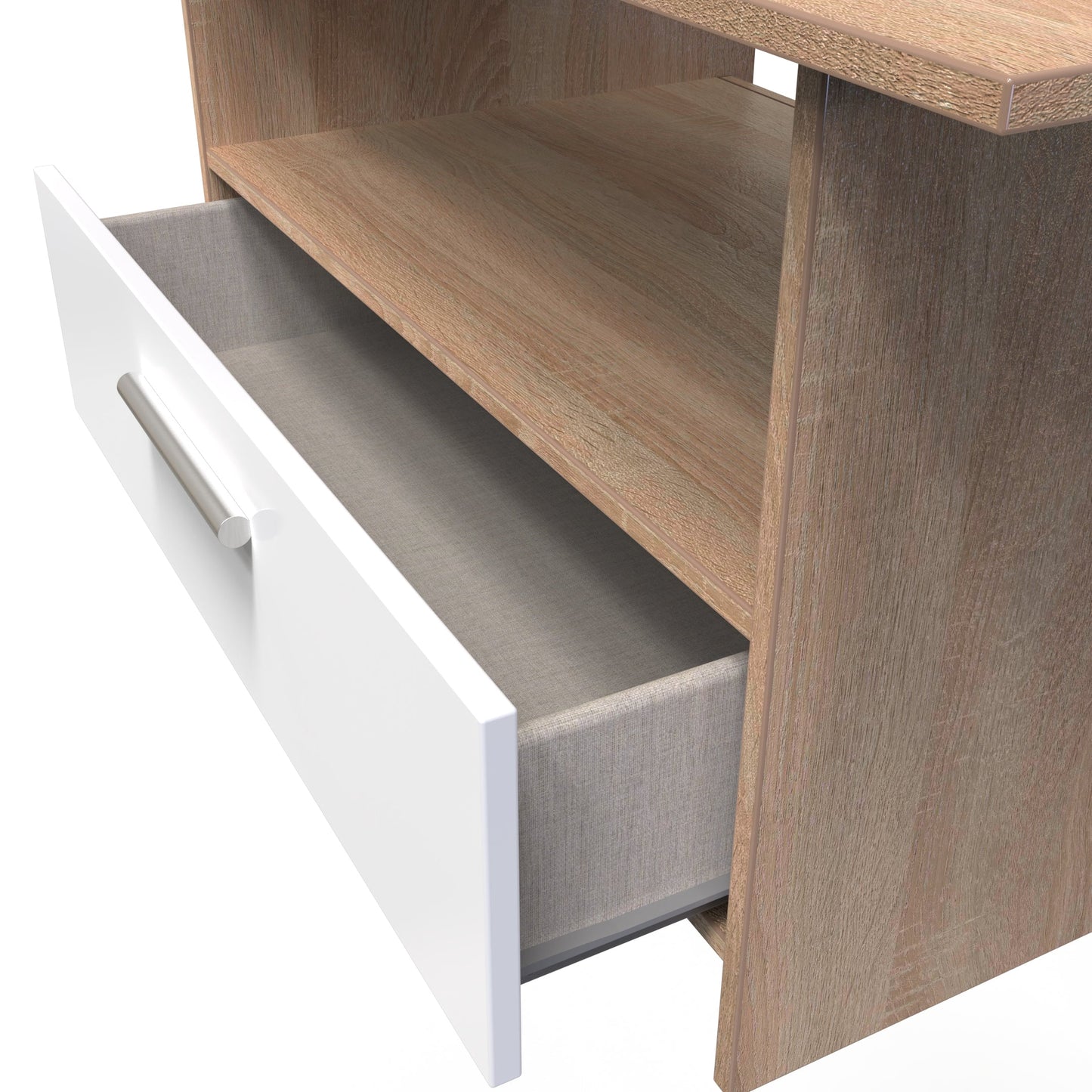 Contrast Coffee Table White & Oak 1 Shelf 1 Drawer 93cm