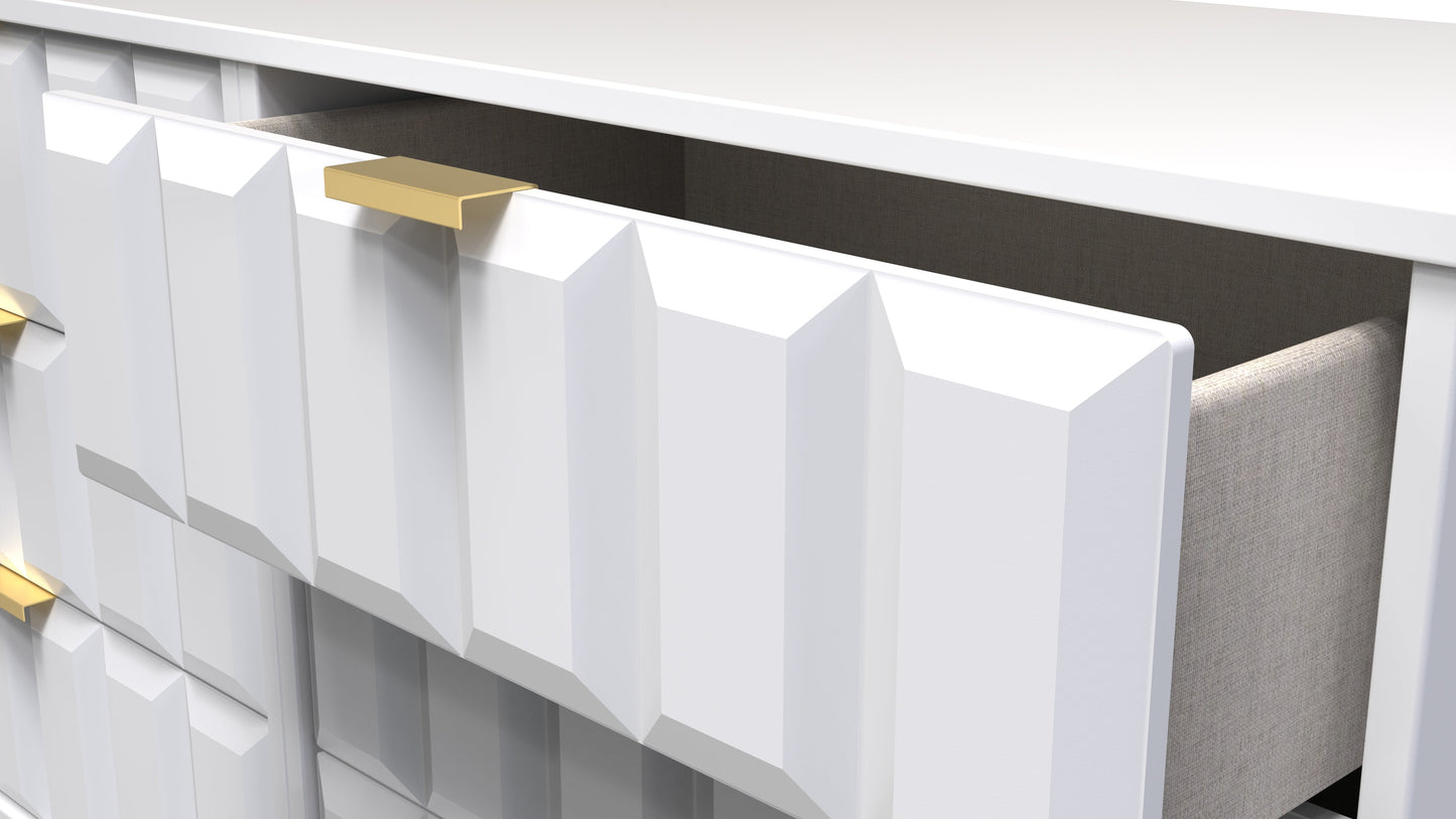 Cube Large Chest of Drawers White 6 Drawers 115cm