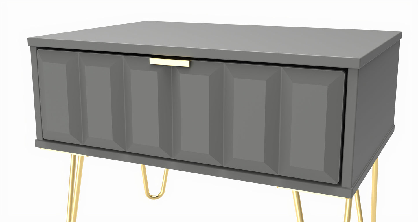 Cube Side Table Grey 1 Drawer 58cm