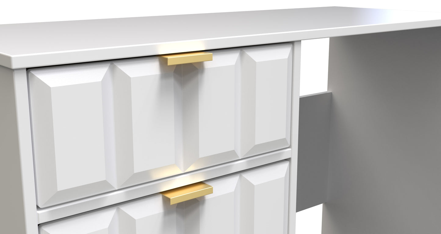 Cube Desk White 4 Drawers 97cm