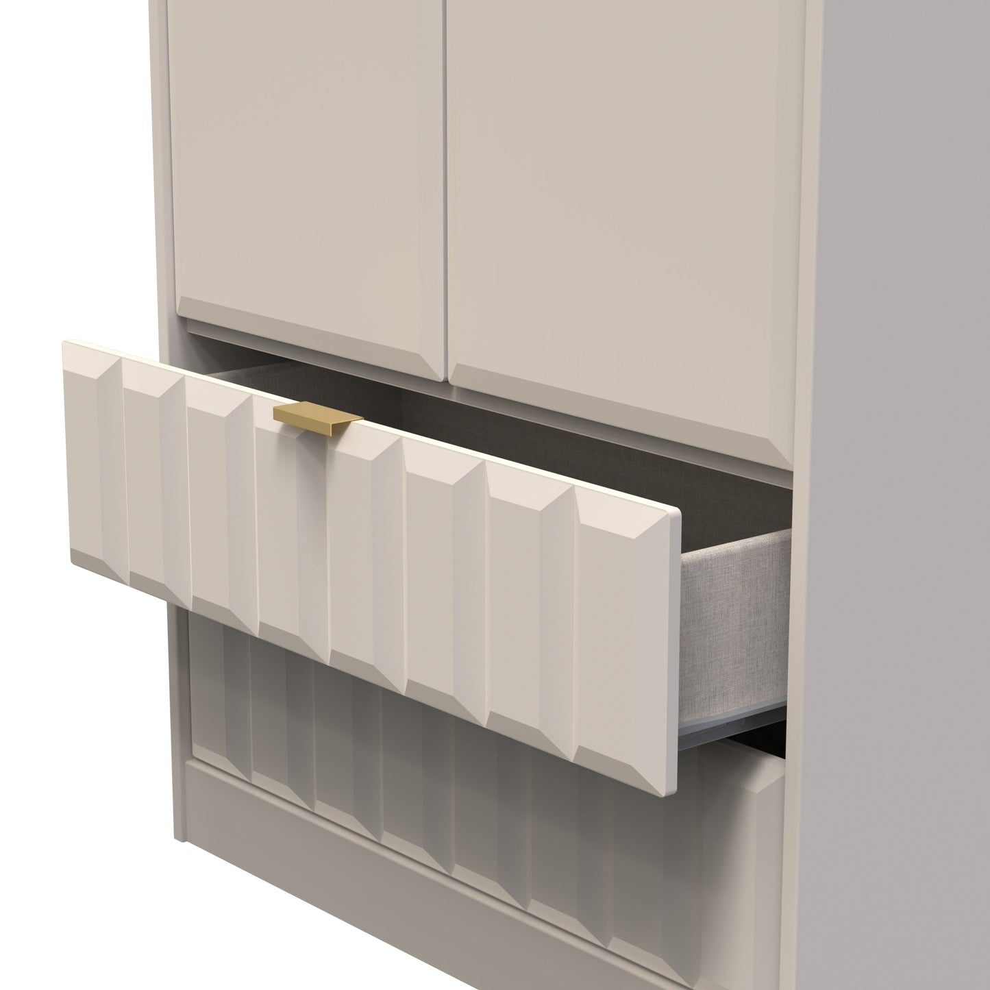 Cube Tall Wardrobe Off-White 2 Doors 2 Drawers 197cm