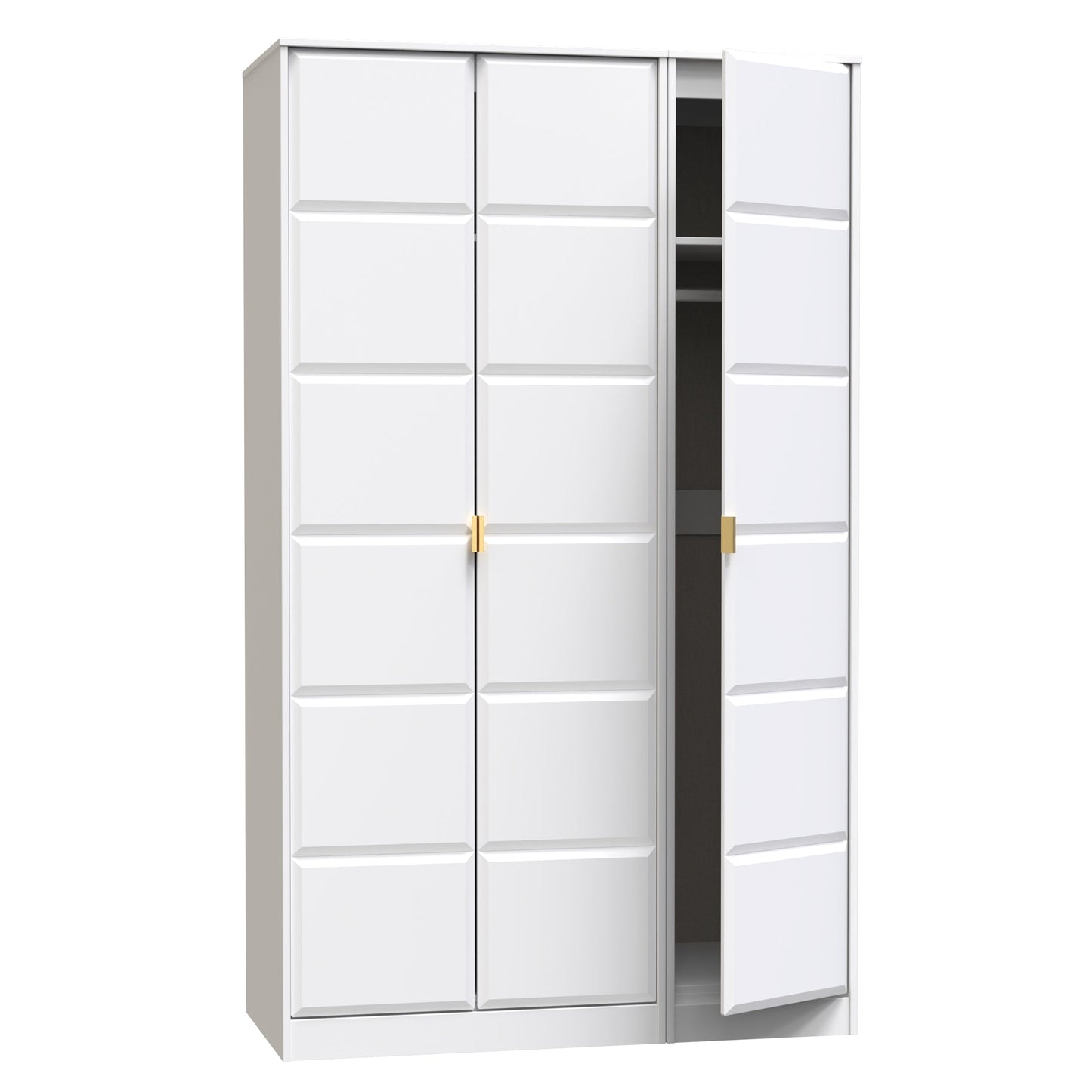 Cube Tall Wardrobe White 3 Doors 1 Shelf 198cm