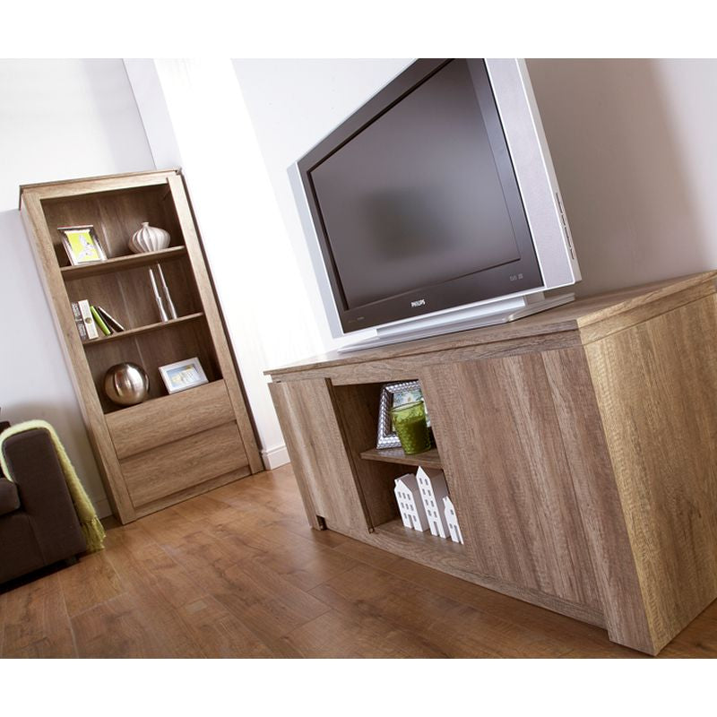 GFW Canyon Tall Bookcase Natural 3 Shelves 2 Drawers