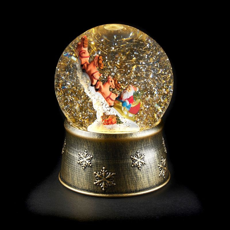 Santa Reindeers Snow Globe LED Christmas Decoration with Spinning Glitter Primary Image