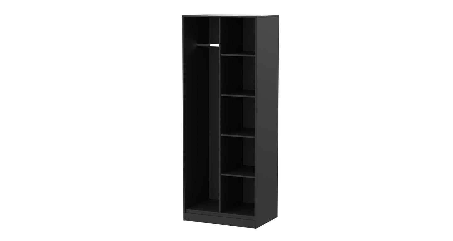 Diego J Tall Wardrobe Black 5 Shelves 197cm