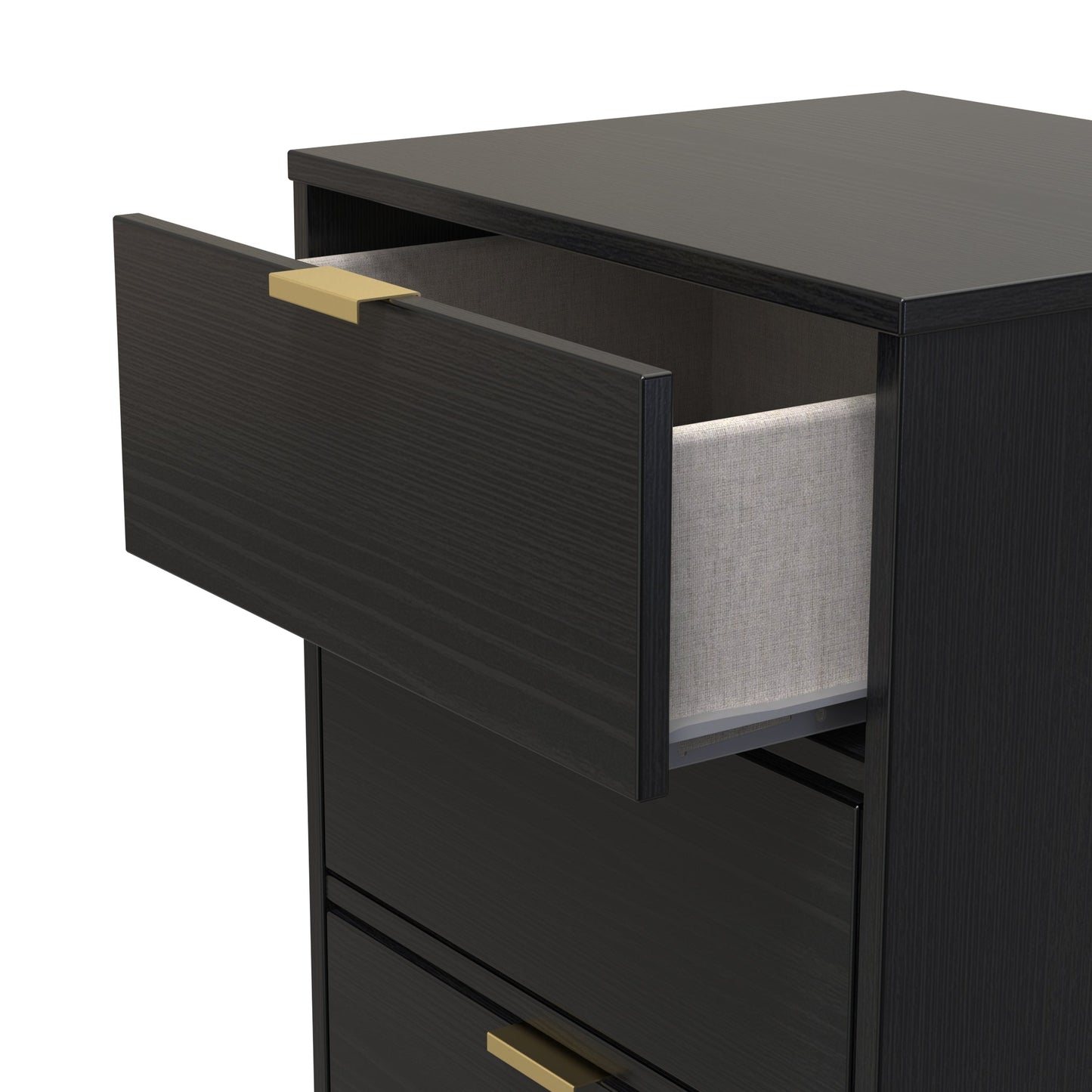 Diego J Tall Tallboy Black 5 Drawers 101cm