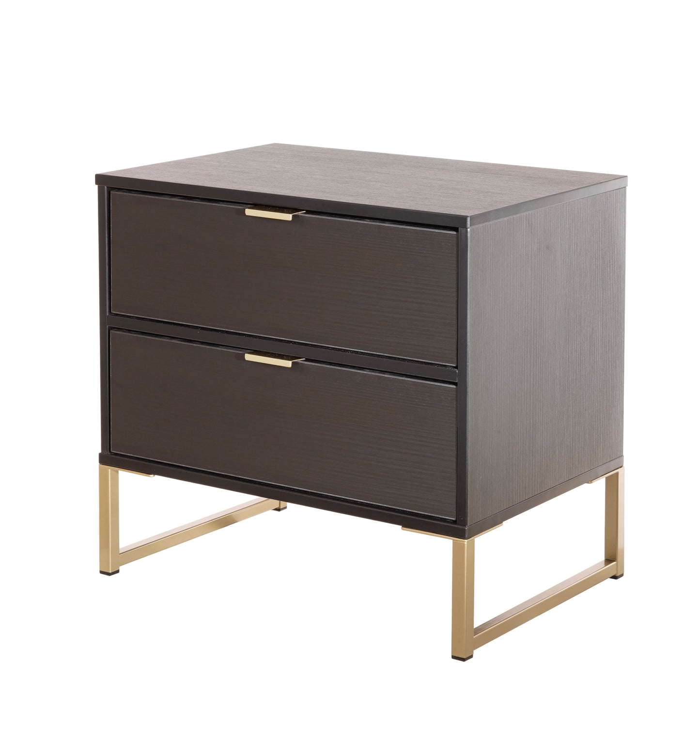 Diego J Bedside Table Black 2 Drawers 58cm