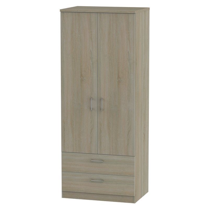 Swift Elmsett Tall Wardrobe Brown 2 Doors 2 Drawers