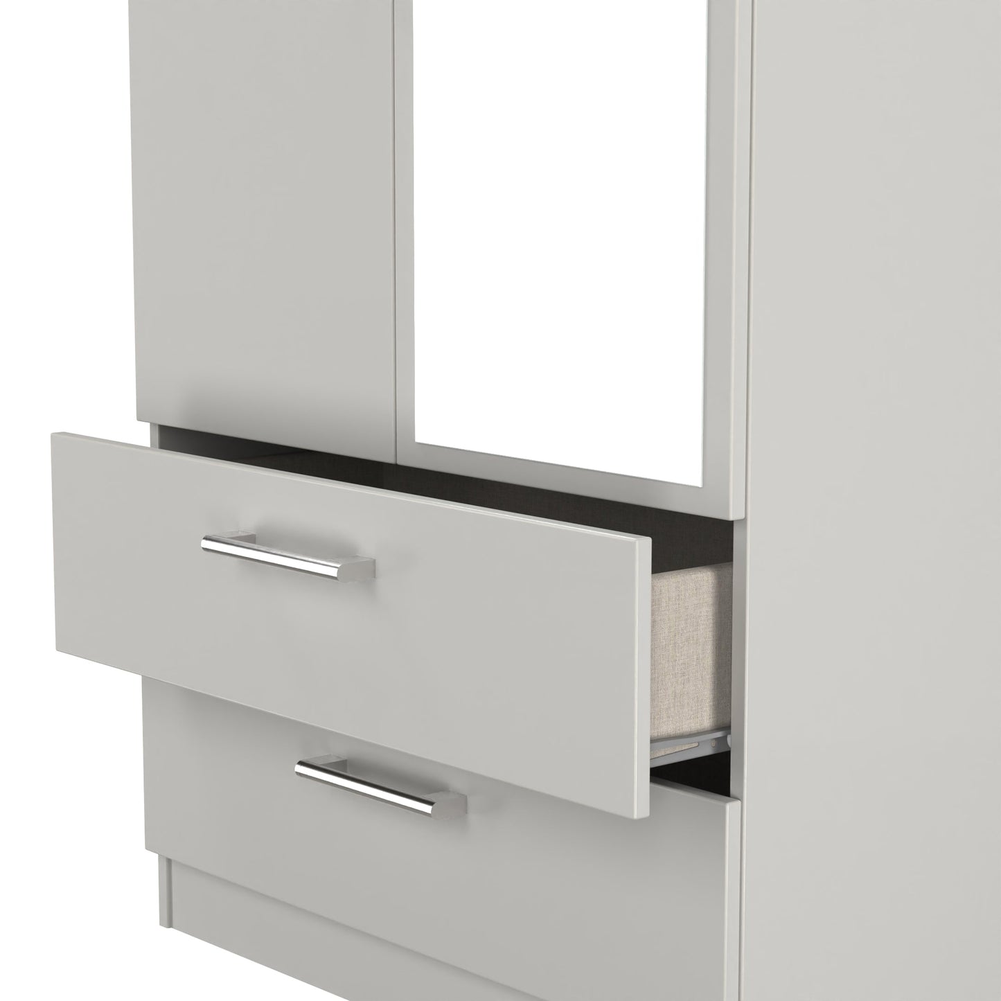 Devon Tall Mirror Wardrobe Grey 2 Doors 2 Drawers 182cm