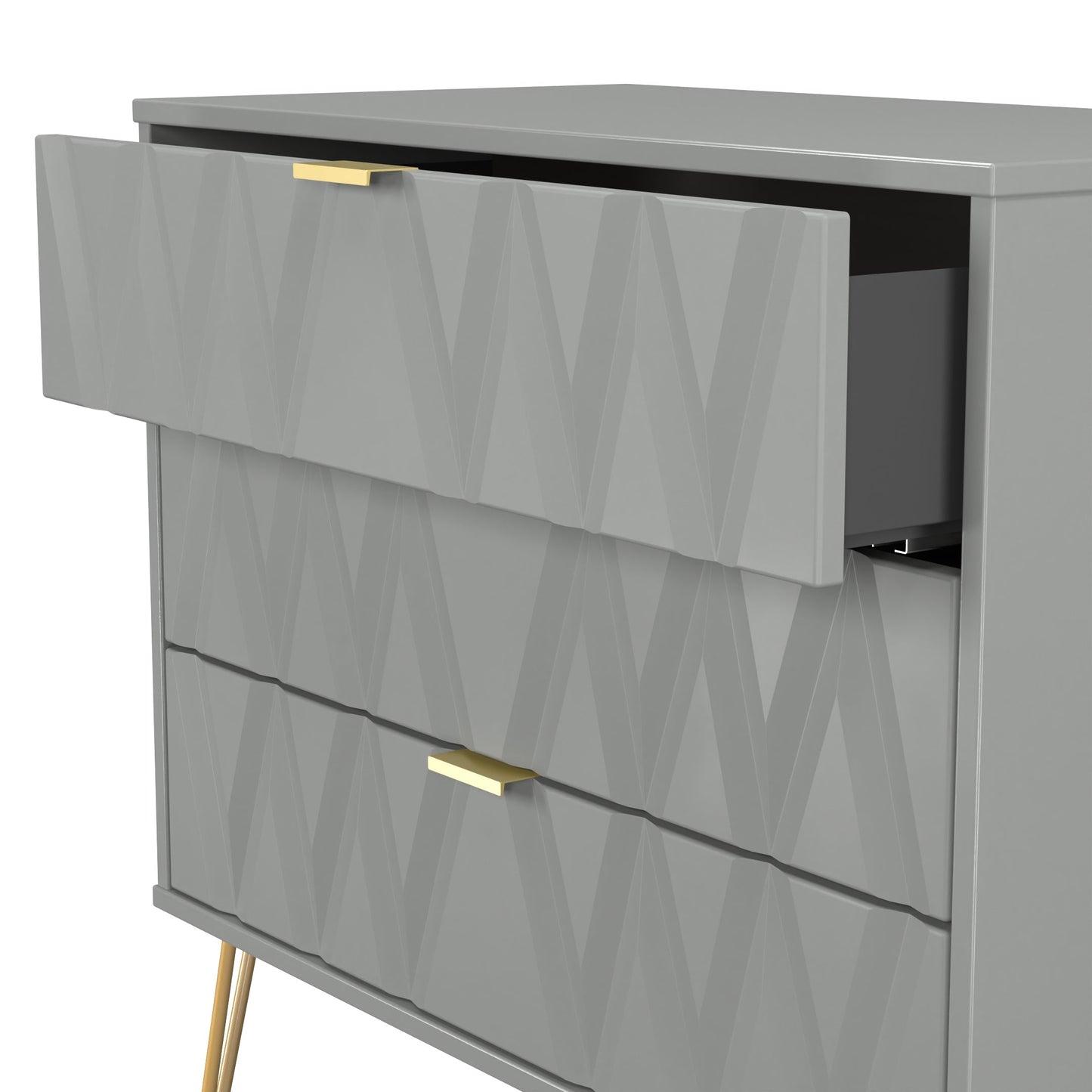 Diamond Chest of Drawers Grey 3 Drawers 77cm