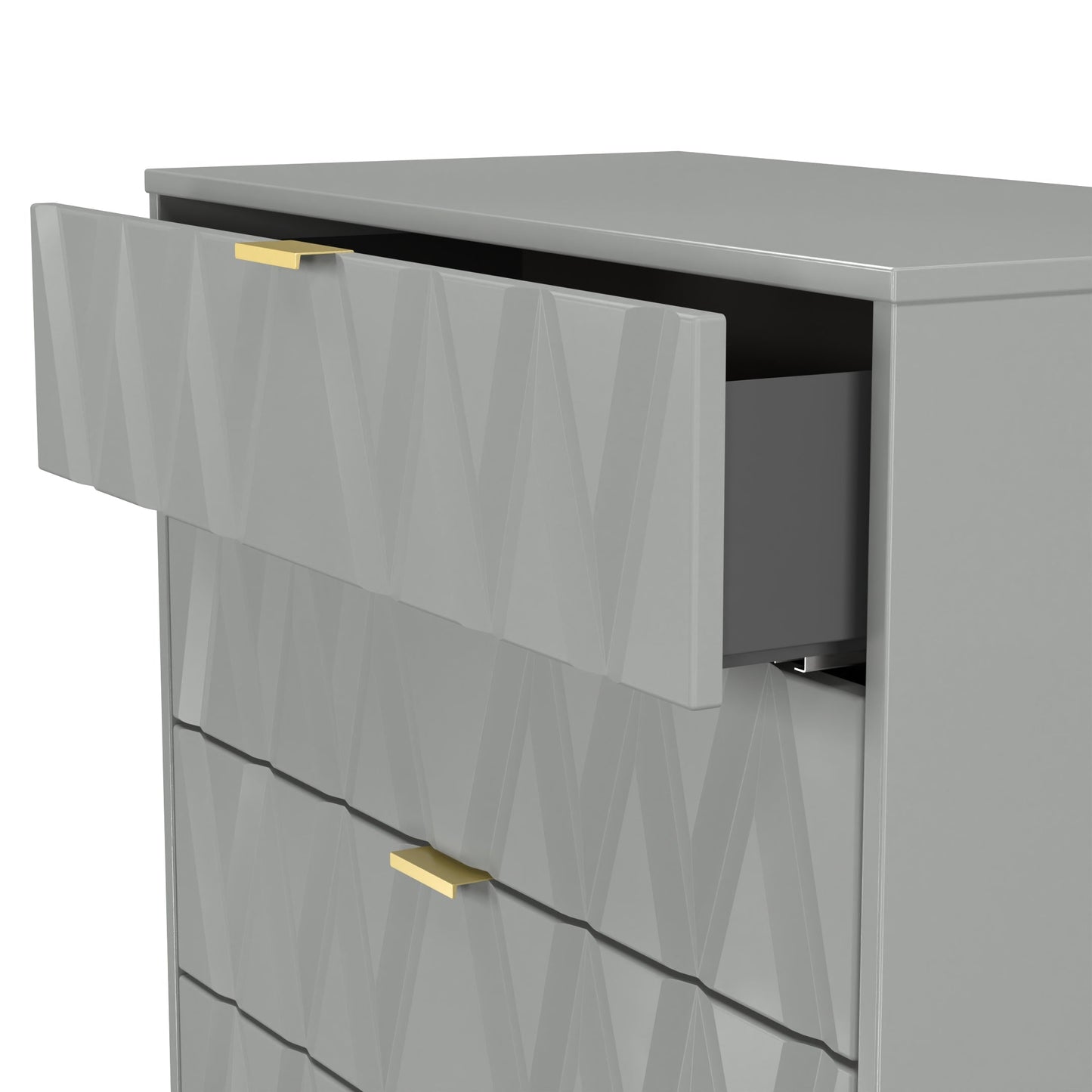 Diamond Tall Chest of Drawers Grey 5 Drawers 109cm