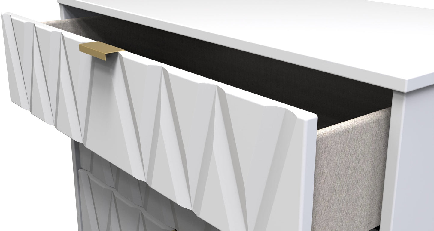 Diamond Tall Chest of Drawers White 5 Drawers 109cm