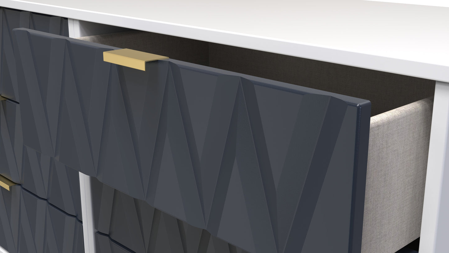 Diamond Large Chest of Drawers Grey & White 6 Drawers 115cm