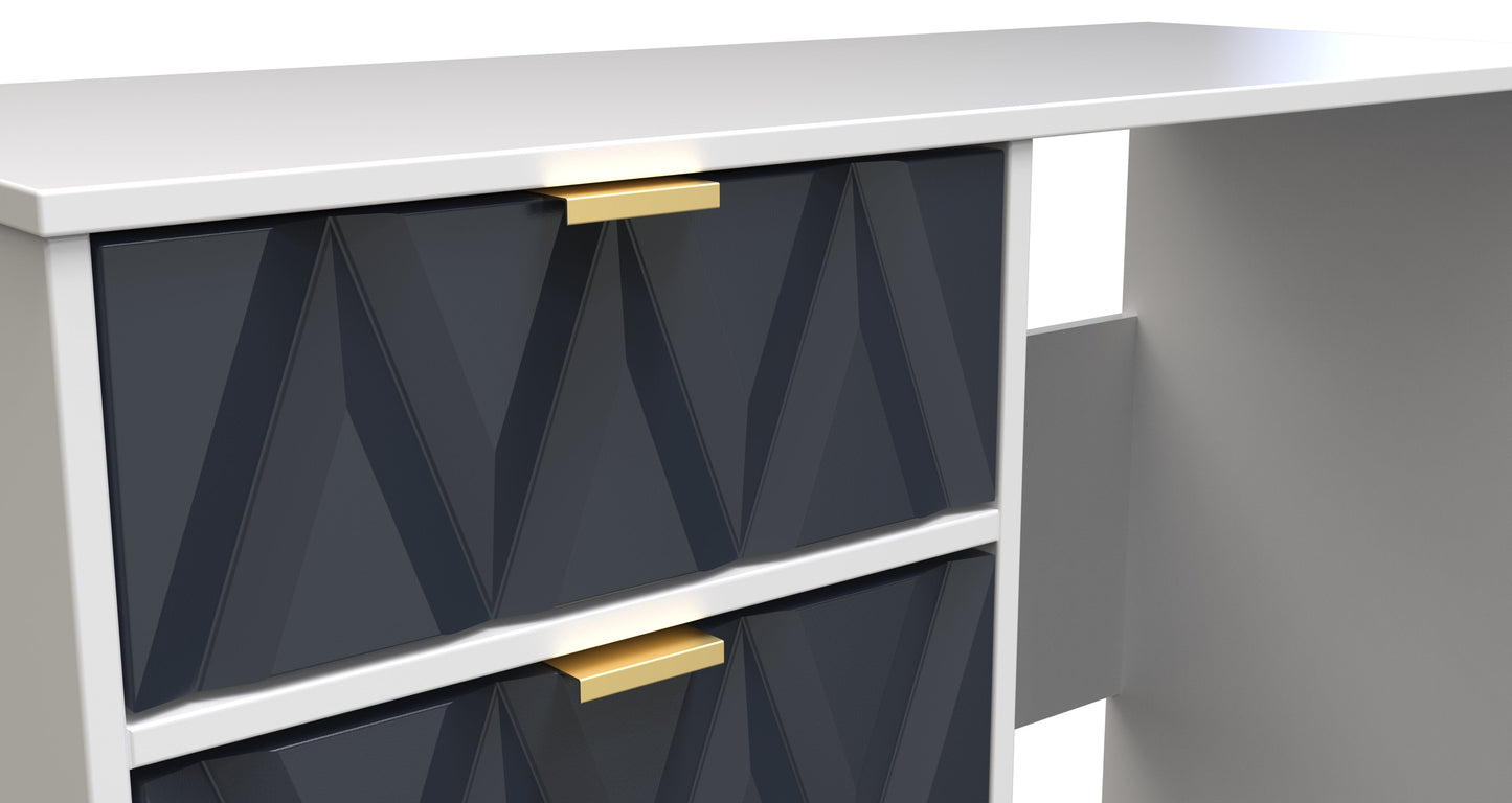 Diamond Desk Grey & White 4 Drawers 97cm