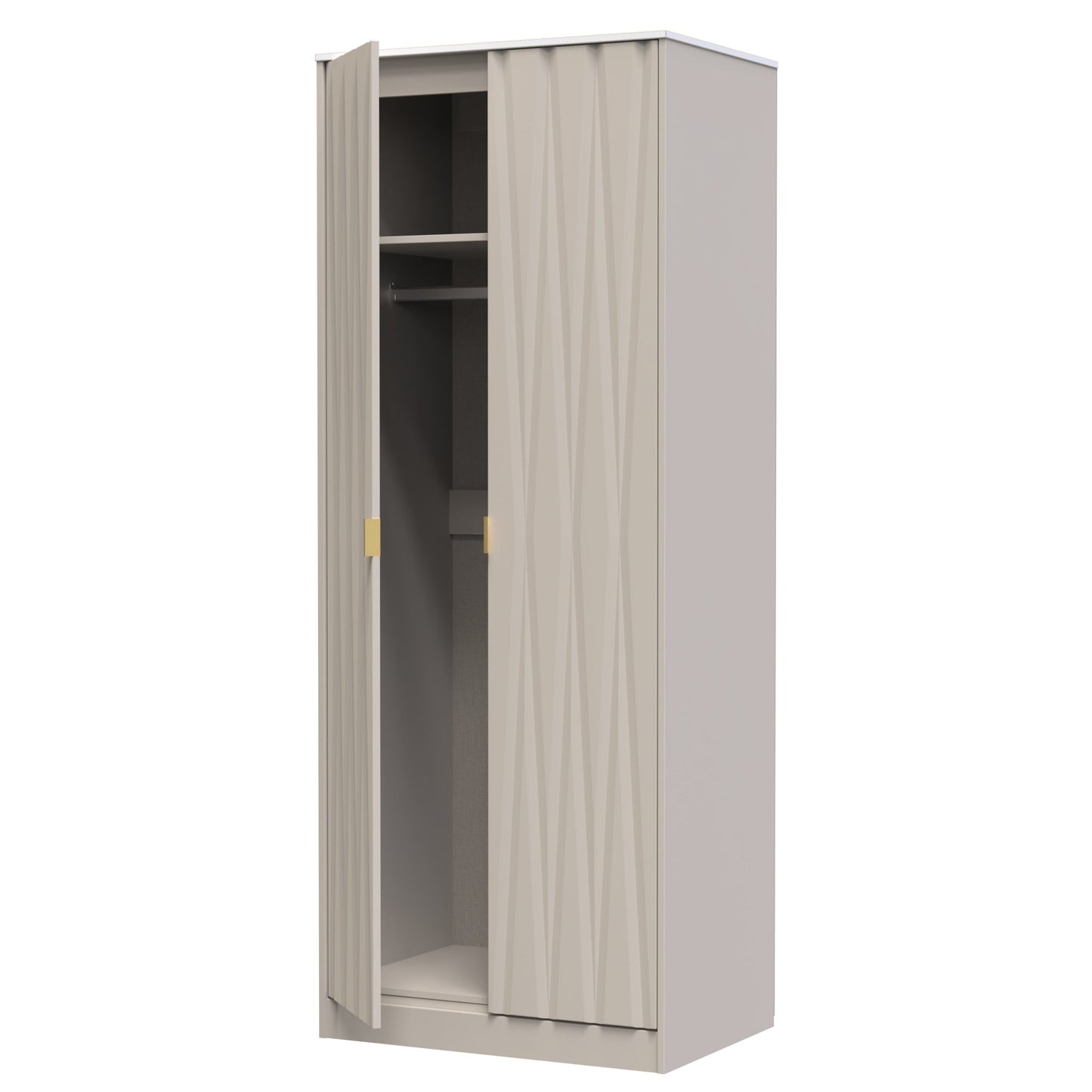 Diamond Tall Wardrobe Off-White 2 Doors 197cm