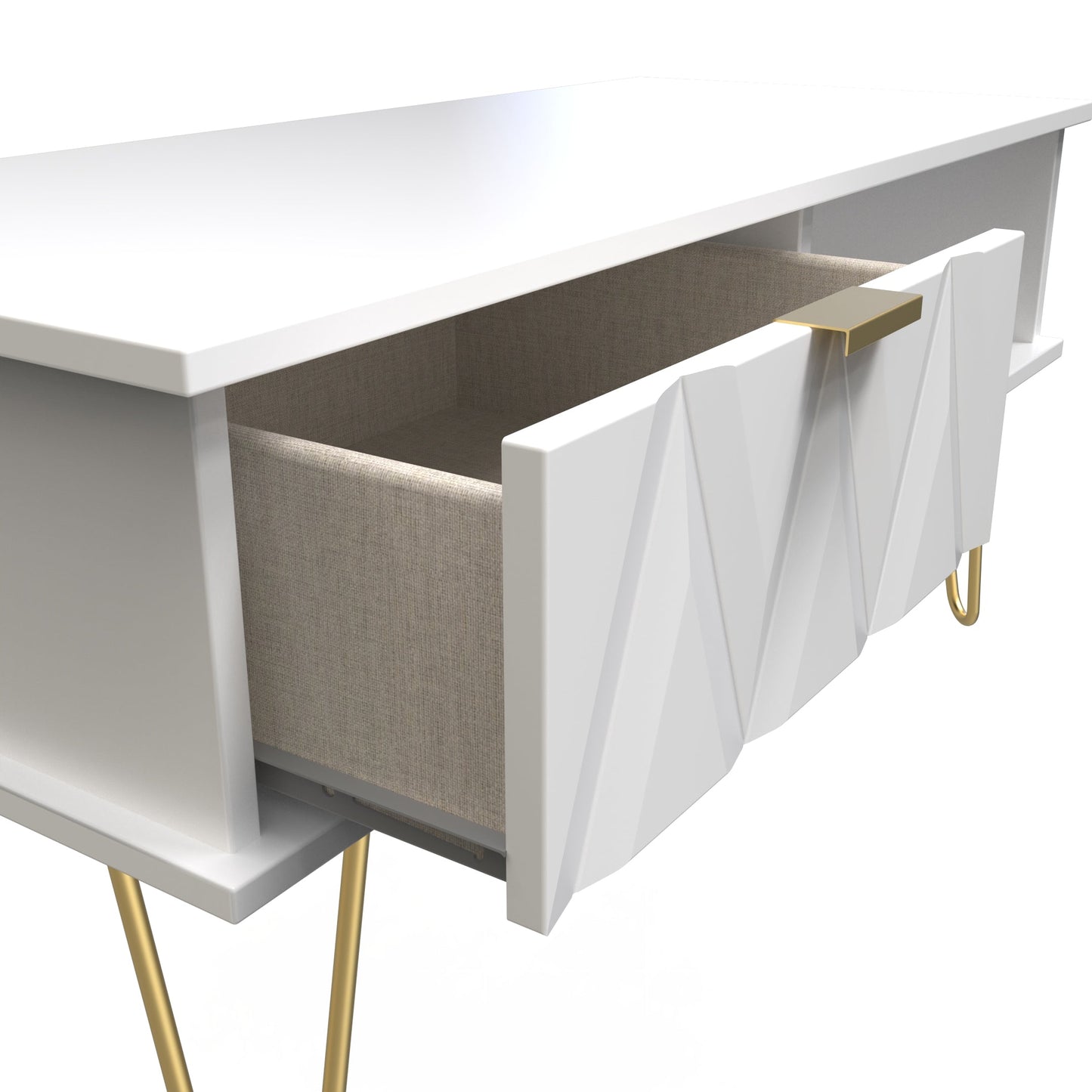 Diamond Coffee Table White 1 Shelf 1 Drawer 92cm