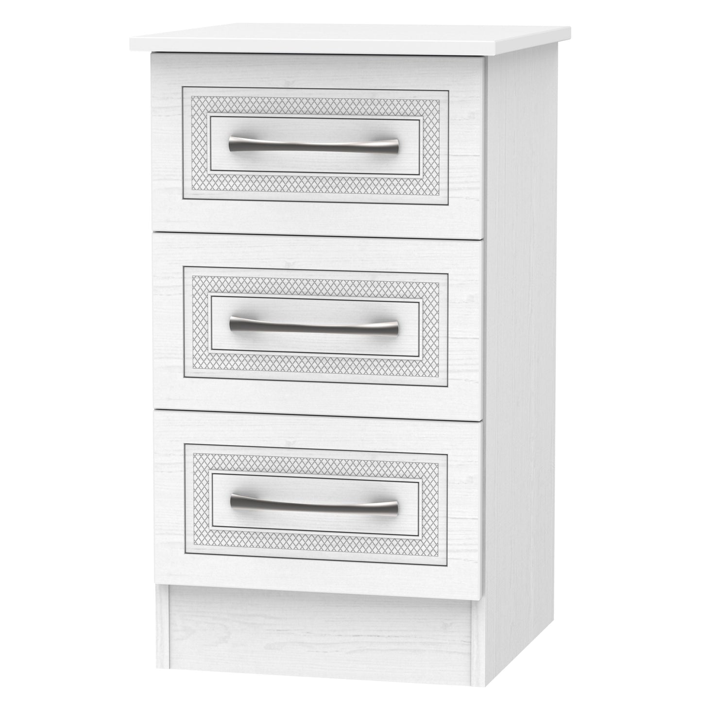 Dorset Bedside Table White 3 Drawers 70cm