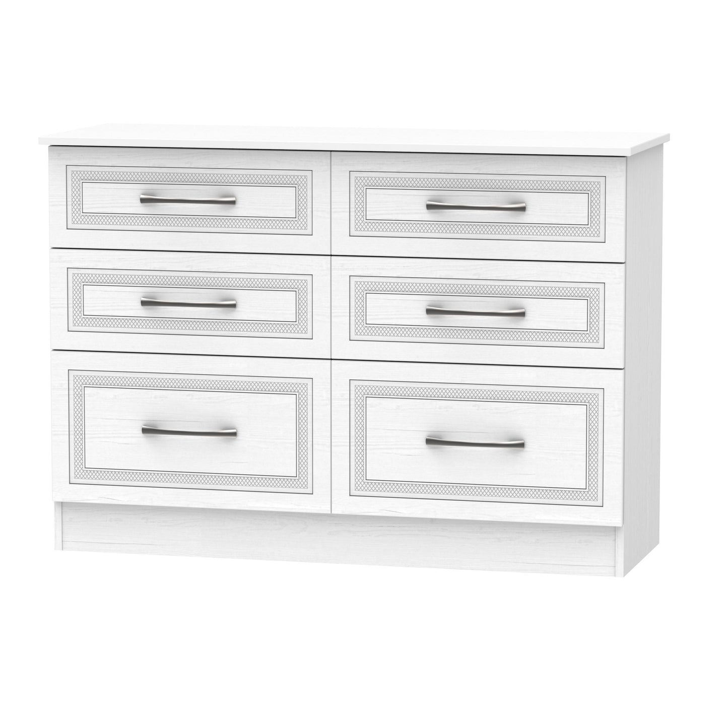 Dorset Large Chest of Drawers White 6 Drawers 110cm